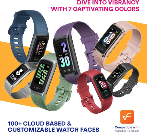 OCTANDRA Active 2 VeryFit Fitness Tracker with Heart Rate, SpO2, Sleep Monitor, IP68 Waterproof for Men Women