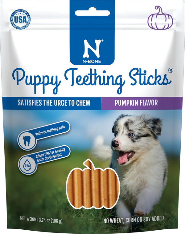N-Bone Puppy Teething Sticks, Pumpkin Flavor, 3.74-oz Bag