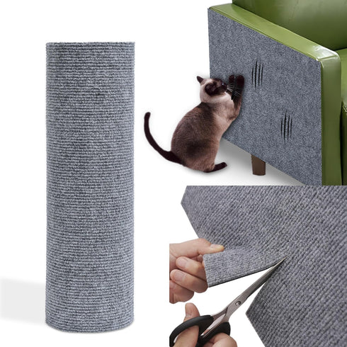 Cat Scratching Mat 78.7"x15.8", Self-Adhesive Trimmable Carpet, Replacement for Cat Tree Shelf and Couch Protector