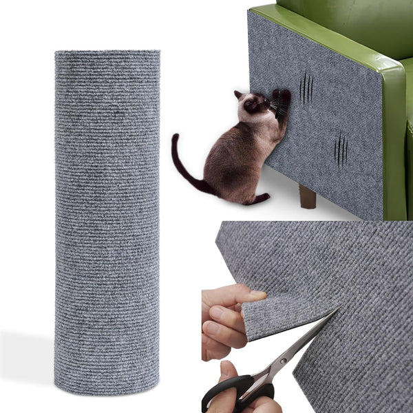 Cat Scratching Mat 78.7"x15.8", Self-Adhesive Trimmable Carpet, Replacement for Cat Tree Shelf and Couch Protector