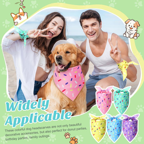 50 Set 5 Sanwuta Pcs Birthday Dog Bandanas Bulk Pastel Candy Sprinkles Bandanas for Dogs Triangle Kerchief Bibs Scarf