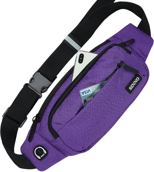 SINNO Large Crossbody Fanny Pack for Men Women, 4-Zipper Pockets Belt Bag for Travel Running Hiking