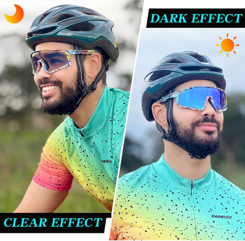 KAPVOE Photochromic Cycling Glasses for Men Women - High Definition Sports Sunglasses for MTB BMX