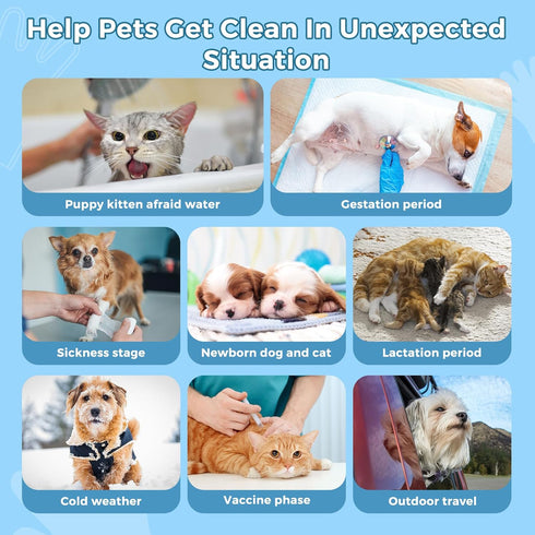 Vannon Extra Thick Pet Bathing Wipes for Dogs & Cats, Cleaning & Deodorizing, 4 Pack, 24 PCS