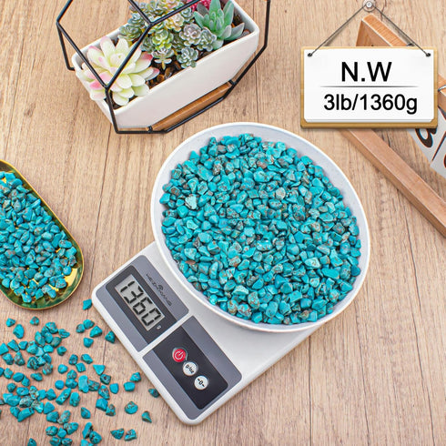 EZEELAI 3 Lb, Tumbled Chips Stones Green Turquoise Crushed Crystal Quartz Polished Natural Aquarium Gravel Rocks