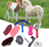 Occupiedpet 10Pcs Set Horse Grooming Kit, Complete Equine Care Tool with Wood and Silicone Brushes, Hoof Pick and Curry