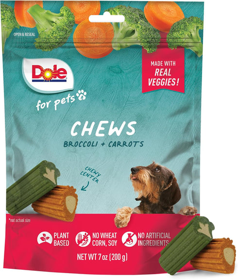 Freshly Fetched Dog Chews, Assorted Broccoli & Carrot Flavor, 7 oz - No Wheat, Corn, Soy, or Artificial Additives