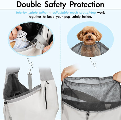 20 lbs Dog Carrier Sling, Dog Carriers for Small Dogs & Cats with Pockets, Puppy Carrier Sling Machine Washable