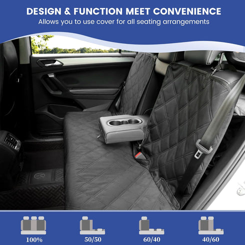 900D ALLANSING Back Seat Cover for Large SUVs/Trucks Rear Split Bench - Heavy-Duty Waterproof Non-Slip Car Seat
