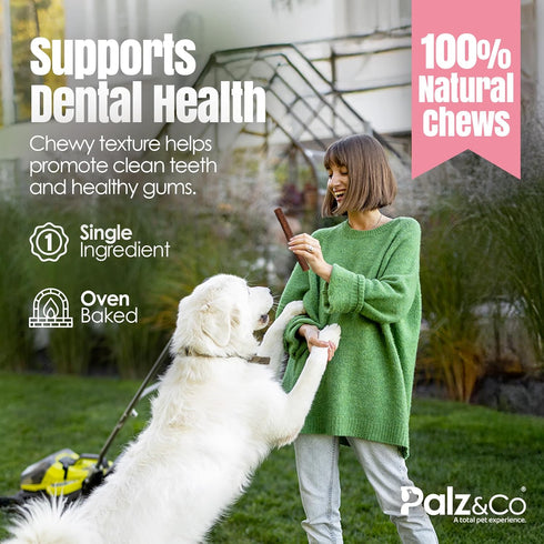 8 Pack Palz&Co Hogdog Pork Sausage Dog Treats - of All-Natural Grain-Free Chews for Dogs, Supports Dental Health & Hip