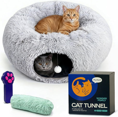 Cat Donut Tunnel Bed - Cat Tunnels for Indoor Cats - XL