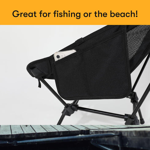 Generic 600D 7075 D-LO Ultralight Camping Chair - Black - Upgraded Dual Pocket - High Strength Oxford Fabric - Aluminum