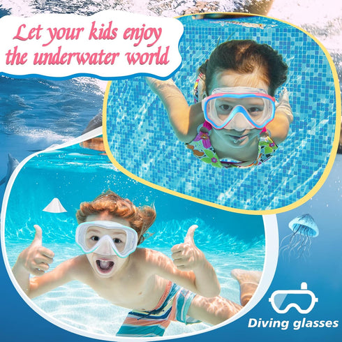 Yexiya 3 Pack Kids Swim Goggles, Silicone Anti Fog Diving Mask with Nose Cover for 6-14 Boys Girls Youth