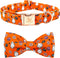 Elegant little tail Halloween Dog Collar, Fall Orange Pumpkin Adjustable Bow Collar for Small Dogs