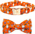 Elegant little tail Halloween Dog Collar, Fall Orange Pumpkin Adjustable Bow Collar for Small Dogs