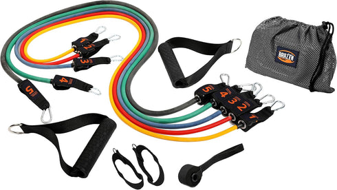 Resistance Bands Kit with Handles, 12-Piece Set with Travel Pouch for Gym Workouts, 150lbs