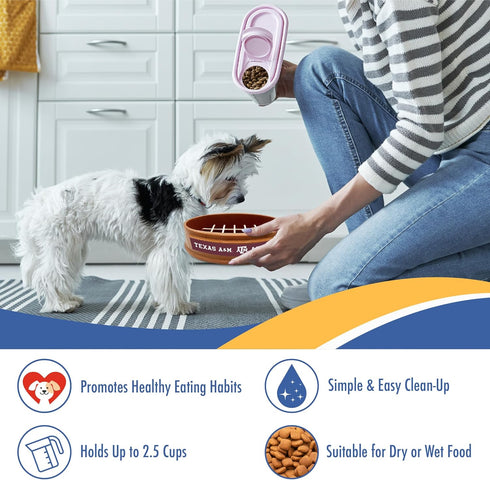 NCAA Super-Bowl Texas A&M Slow Feeder Dog Bowl - Football Design for Healthy Digestion, Non-Slip for Dogs & Cats