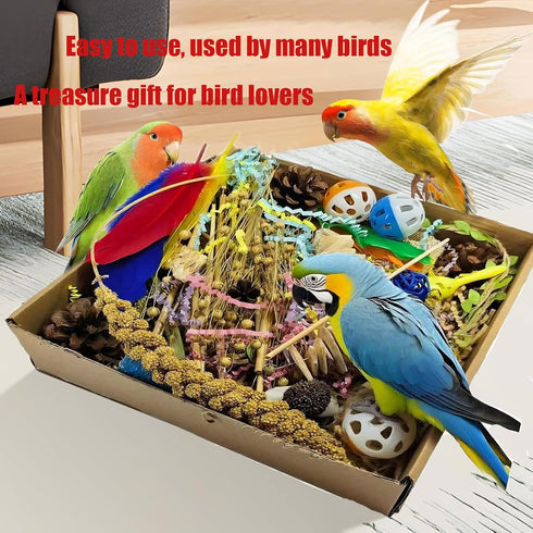 SUAIOLOAQ Natural Bird Foraging Toys, Interactive Chew Toys, Perfect for Parakeets, Cockatiels, Conures, Sun Conures