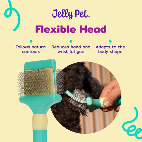 Double Sided Dog Slicker Brush, Small, Purple, Longer Pins, Flexible Head, Fine/Coarse Sides