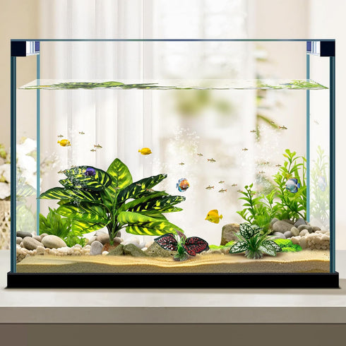 Reptile Artificial Plants, Terrarium Decorations for Aquarium Fish Tank, Amphibian Habitat Accessories (L Set-3pcs/B)