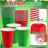 50 Set 40 15 oz 10 Soulchen Pcs Christmas Game Supplies Classic Reusable Plastic Cups and Santa Hat Printed Balls Xmas