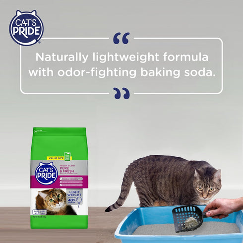 Cat's Pride Premium Lightweight Clumping Litter, 18 Pounds, Multi-Cat, Scented, Pure & Fresh - Up to 10 Days Odor