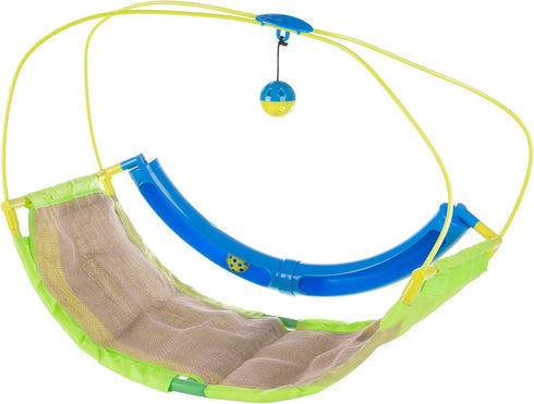 PETMAKER Interactive Cat Toy Rocking Activity Mat- Swing Playing Station with Sisal Scratching Area, Hanging Toy