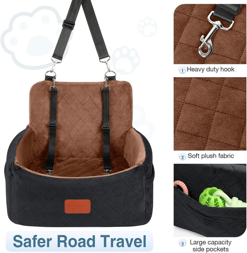 30lbs,Ultra Bottom,2 WOOAIDAGG Dog Car Seat for Small Dogs Under Soft Fabric & Memory Foam Pet Travel Car Bed,Washable