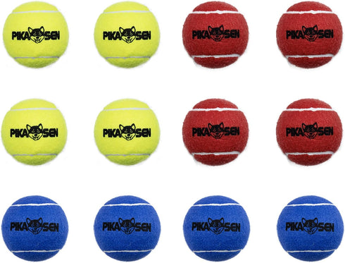 Dog Squeaky Tennis Balls - Premium Strong Dog & Puppy Balls in 3 Sizes for Training and Play, Red Yellow Blue