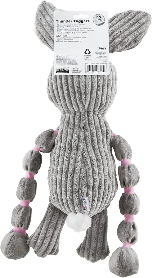 Outward Hound Thunda Tugga Bunny Plush & Squeaky Dog Tug Toy