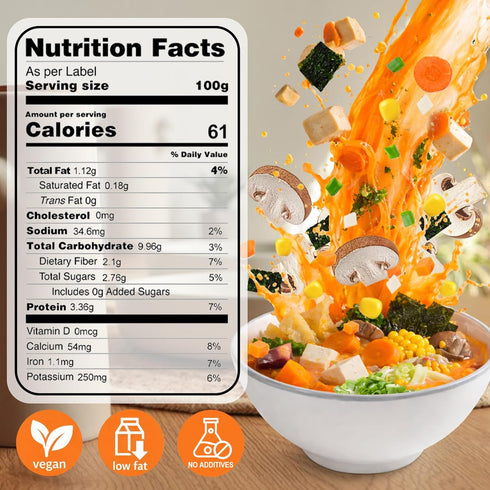 15oz 9 Dried Ramen Toppings Mixed Dehydrated Tofu & Vegetable with Mushrooms, Carrots & Cabbage, Freeze-Dried Veggies