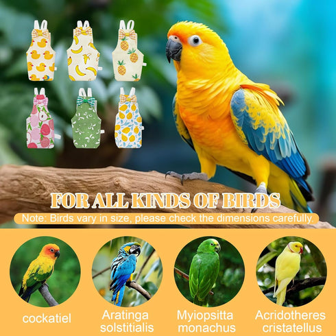 HekouJiub 6Pcs Bird Diaper - Reusable Parrot Diapers with Waterproof Inner, Washable Pet Bird Diapers for Cockatiel