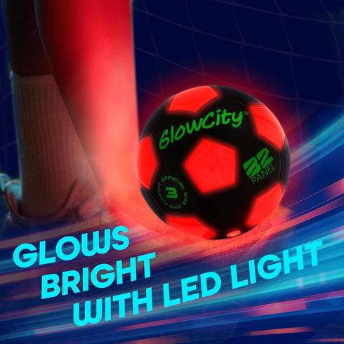 GlowCity Light Up Soccer Ball - Glow in The Dark Indoor/Outdoor Ball with 2 LED Lights - Fun Gift for Teens