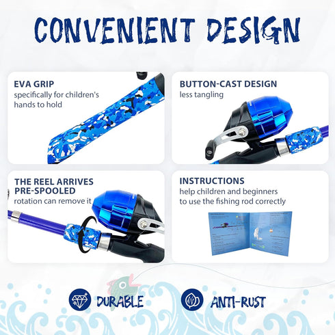 Kids Fishing Pole, Portable Telescopic Fishing Rod and Reel Combo Kit with Tackle Box, Best for Youth