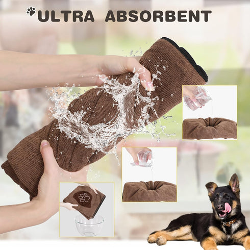 Chumia 4 Pack Dog Towels for Drying Large Microfiber Dog Towels, Absorbent Soft Pet Bath Towels for Small Medium Large