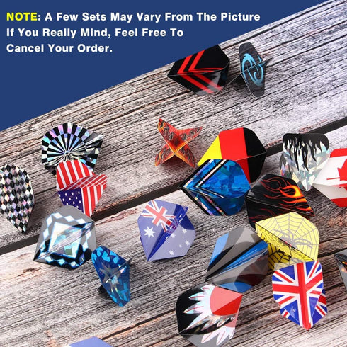 Tezoro Standard Dart Flights, 30 Sets, 90 Pcs, Durable Replacement Accessories, Rich Designs