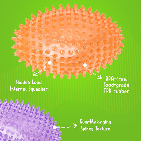 4.5 Gnawsome Spiky Squeaker Football Dog Toy - Large, Cleans Teeth and Promotes Good Dental and Gum Health for Your