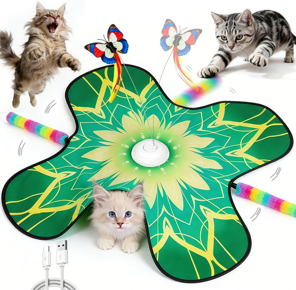 Paleclouds Hide and Seek Cat Toy Mat, 3-in-1 Interactive Cat Toys for Indoor