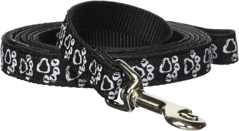 Hamilton Pet & Equine Hamilton Single Thick Dog Leash with Chalk Paws Patterned Ribbon Overlay, 5/8" x 6'