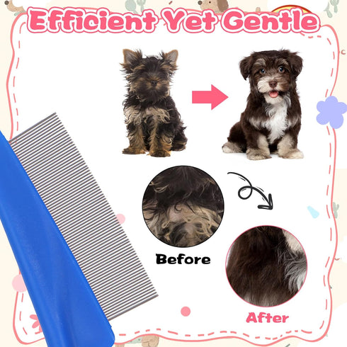 hidyuuoo 24 2 Pcs Flea Comb for Dogs and Cats Flea Remover Tool with Stainless Steel Metal Teeth for Detangling