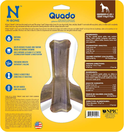N-Bone Quado Interactive Treat, BBQ Flavor, Large, Hickory (701207) - 6.8 Ounce Pack of 1