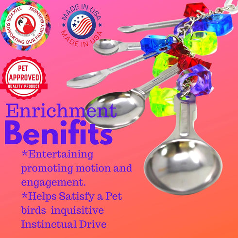 Bonka Bird Toys 1969 Spoon Delight Medium Large Parrot Bird Toy for African Grey, Amazon, Conure