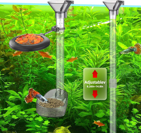 UPETTOOLS Shrimp Feeding Dish Set, Aquarium Fish Feeder Tube Kit Clear Durable Fish Shrimp Feeding Tube with Feeding Ring, Cleaning Brush for Fish Tank