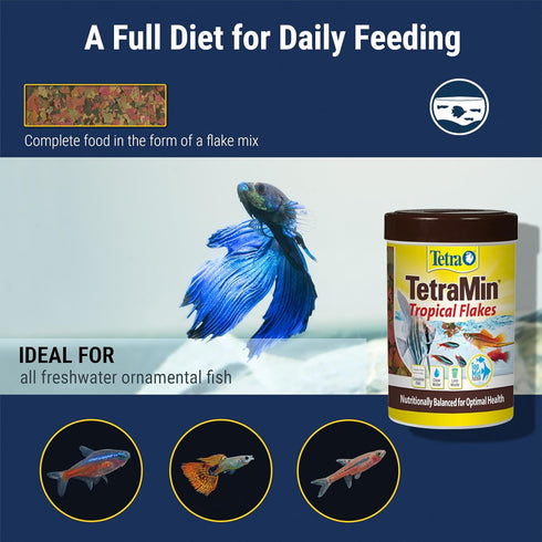 Tetra TetraMin Tropical Flakes, 3.53 oz, Nutritionally Balanced Fish Food, Model Number: 16204