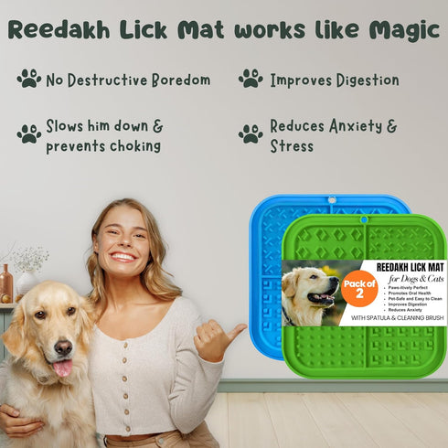Licking Mats for Dogs and Cats, Slow Feeder Lick Pad with Suction Cups for Dog, Crate Training Pet Toy, Pet Supplies Bathing, Grooming, Training (2 Lick mats with Free Spatula & Cleaning Brush)