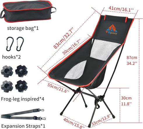 Lightweight Folding Lawn Chairs with Carry Bag,Stable and Sturdy Camping Chair with Back Support, Suitable for Fishing