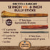 BRUTUS & BARNABY Jumbo Bully Sticks for Large Dogs - (3-Pack) No Hormones Added, Grain Free, 12" Thick Bully Bones