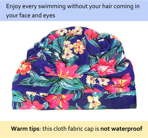 Honbay Pleated Swimming Cap, Long Hair Swim Cap Bathing Cap, Non-Waterproof (Canna)