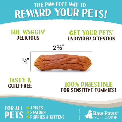 Raw Paws Grain-Free Soft Sausage Treats for Dogs & Cats - Chicken Recipe, 6-oz USA Dog Treats