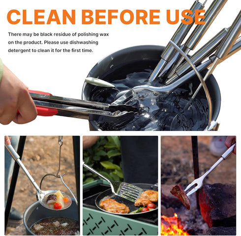 Set, Set Gaialoop Portable Camping Cooking Utensils Camp Kitchen with Organizer Bag, RV Essentials Outdoor Cooking